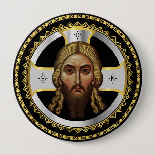 The Face Of Christ Orthodox Black Icon Button