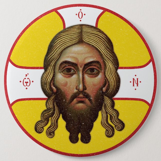 The Face Of Christ Orthodox Icon Button (Front)