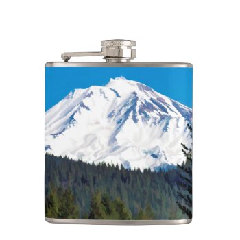 The Face Of Mount Shasta Flask by CNelson01 at Zazzle