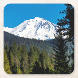 THE FACE OF MOUNT SHASTA SQUARE PAPER COASTER