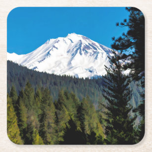 THE FACE OF MOUNT SHASTA SQUARE PAPER COASTER