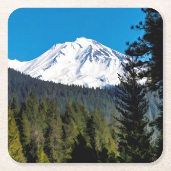 The Face Of Mount Shasta Square Paper Coaster by CNelson01 at Zazzle
