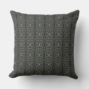 The Faces in Gray and Moss Green Throw Pillow