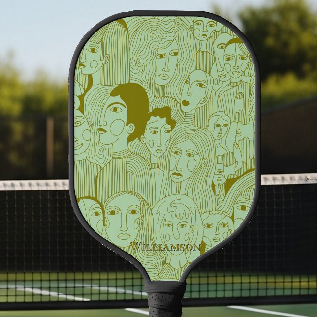 The Faces of Art Olive on Mint Green Carbon Fiber Pickleball Paddle (Creator Uploaded)
