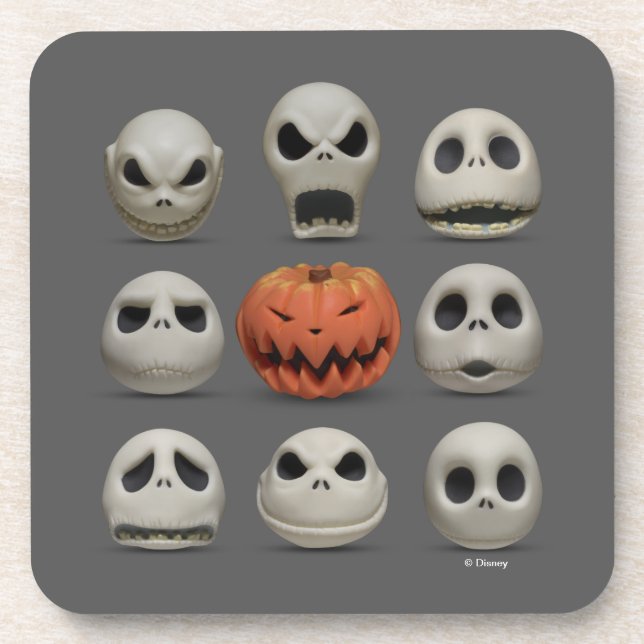 The Faces of Jack Skellington the Pumpkin King Beverage Coaster (Front)
