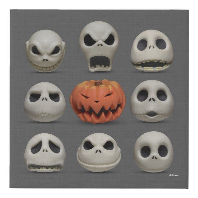 The Faces of Jack Skellington the Pumpkin King Faux Canvas Print (Front)