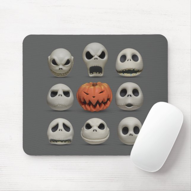 The Faces of Jack Skellington the Pumpkin King Mouse Pad (With Mouse)