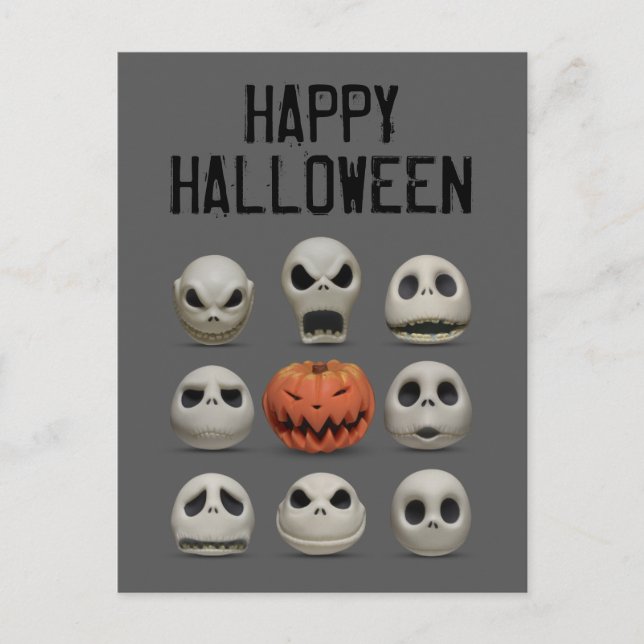 The Faces of Jack Skellington the Pumpkin King Postcard (Front)