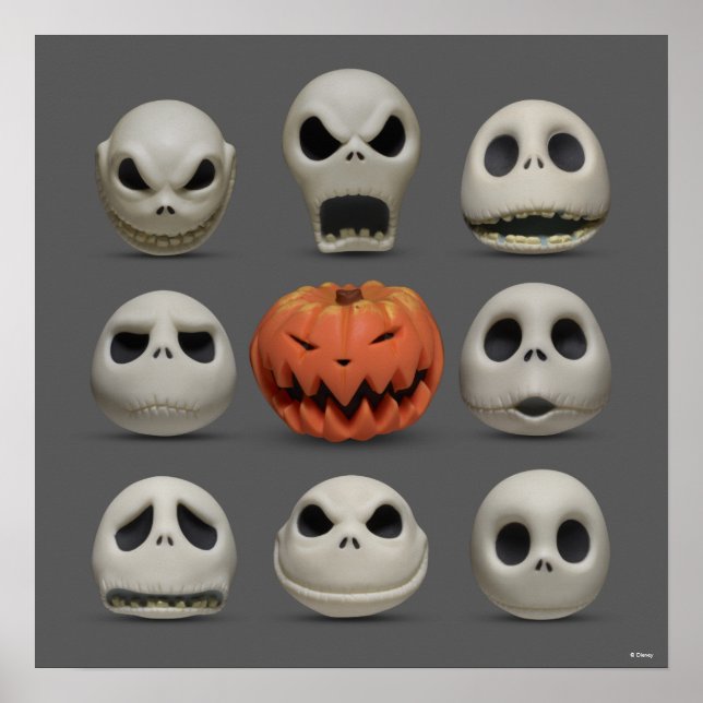 The Faces of Jack Skellington the Pumpkin King Poster (Front)