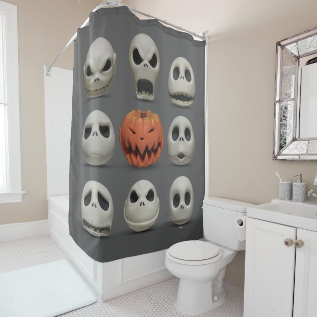 The Faces of Jack Skellington the Pumpkin King Shower Curtain (In Situ)