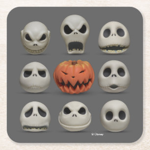 The Faces of Jack Skellington the Pumpkin King Square Paper Coaster