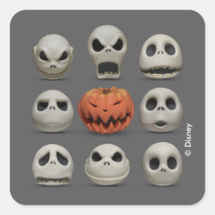 The Faces of Jack Skellington the Pumpkin King Square Sticker