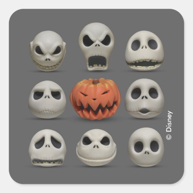 The Faces of Jack Skellington the Pumpkin King Square Sticker (Front)