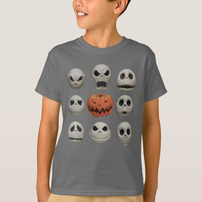 The Faces of Jack Skellington the Pumpkin King T-Shirt (Front)
