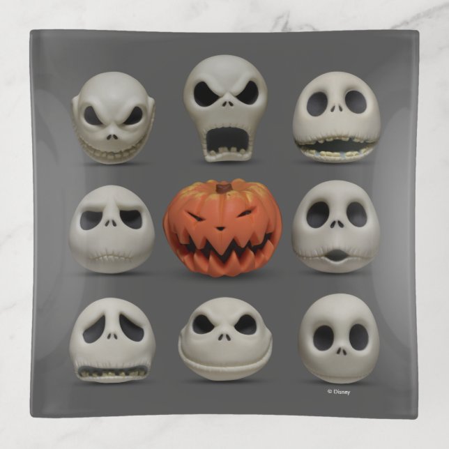 The Faces of Jack Skellington the Pumpkin King Trinket Tray (Front)
