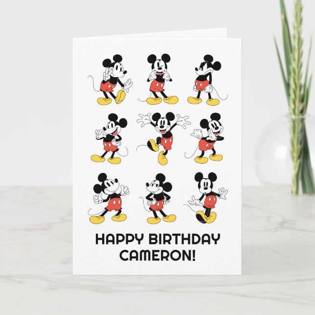 The Faces of Mickey Mouse Birthday Card (Front)