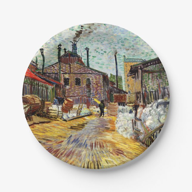 The Factory (1887) by Vincent Van Gogh Paper Plates (Front)