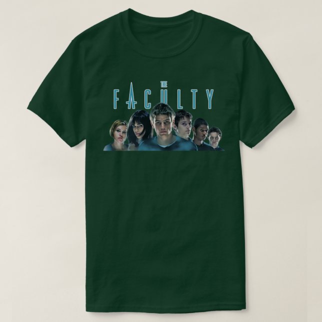 The Faculty Cast Logo1998VHSGasm Video HORROR MERC T-Shirt (Design Front)