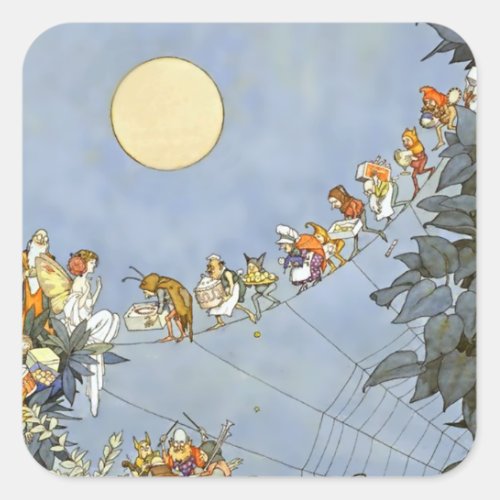 âœ The Fairies Birthdayâ by Heath Robinson Square Sticker