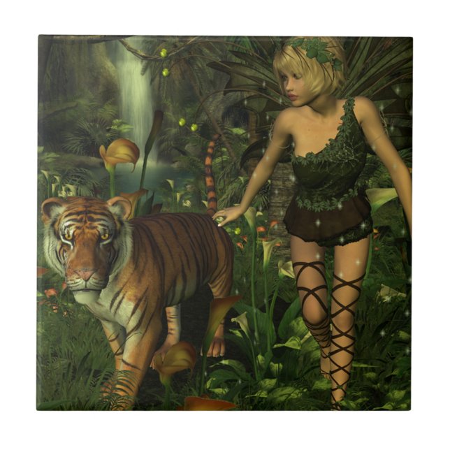 The Fairy and the Tiger Ceramic Tile (Front)