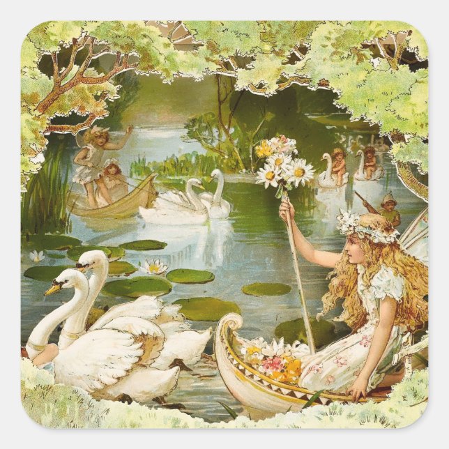 “The Fairy Lake” by E S Hardy Square Sticker (Front)