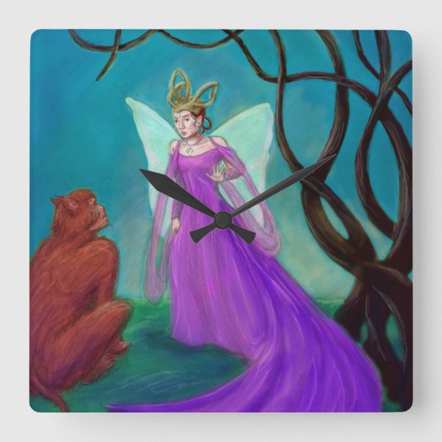 The Fairy Queen Square Wall Clock (Front)