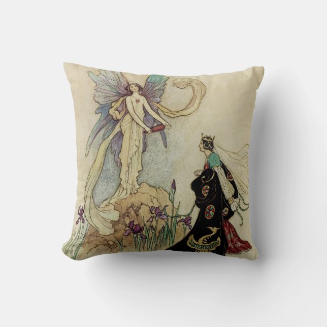 The Fairy There Welcomed Her Majesty Throw Pillow (Front)