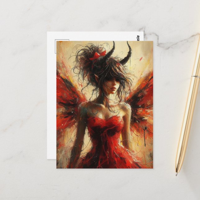 The Fairy with Horns on Her Head Postcard (Front/Back In Situ)