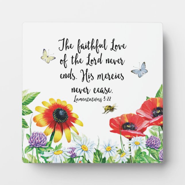 The Faithful Love of the Lord Never Ends Plaque (Front)