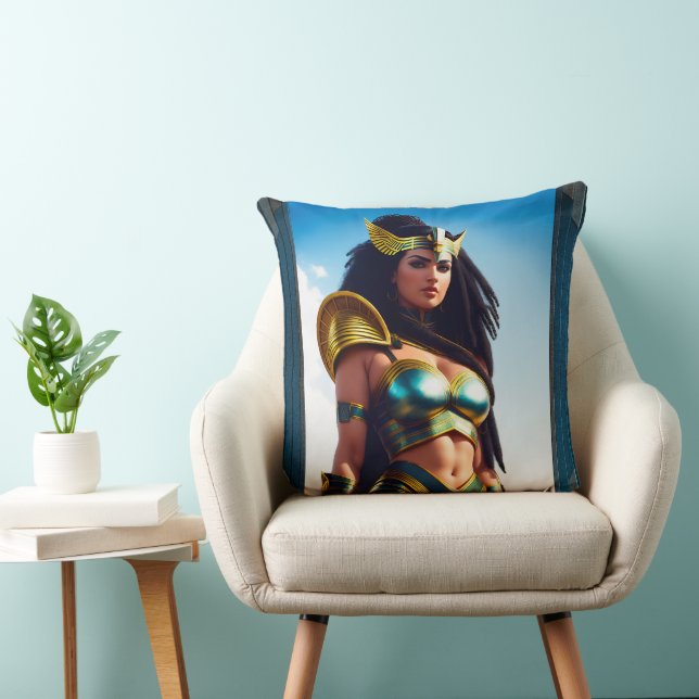 The Falcon Queen Of Rhinearion by Xzendor7 Throw Pillow (Chair)