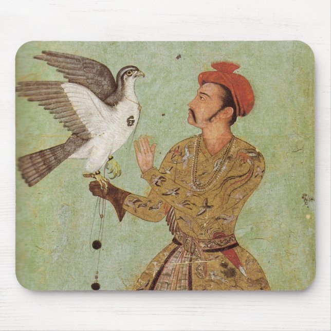 The Falconer, Mughal Gold & Celedon Mouse Pad (Front)