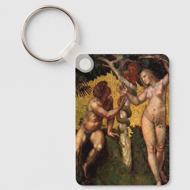 The Fall - Adam and Eve by Raphael Sanzio Keychain (Front)