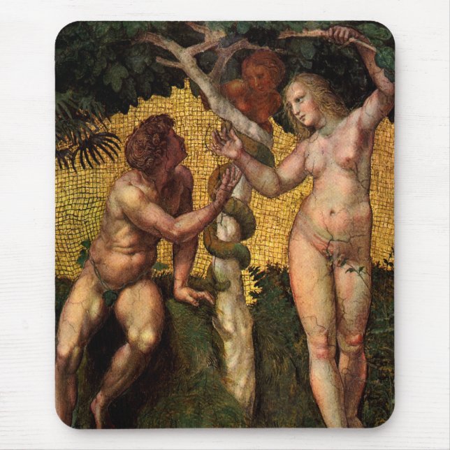 The Fall - Adam and Eve by Raphael Sanzio Mouse Pad (Front)