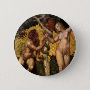 The Fall - Adam and Eve by Raphael Sanzio Pinback Button