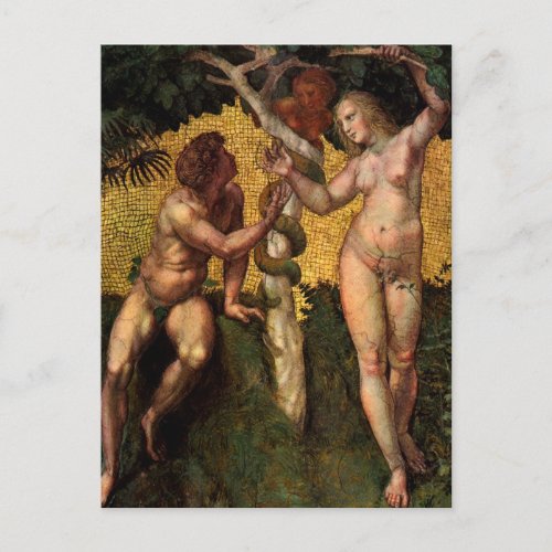 The Fall _ Adam and Eve by Raphael Sanzio Postcard