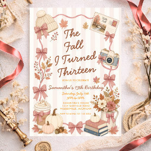 The fall I Turned Thirteen 13th Birthday Invitation