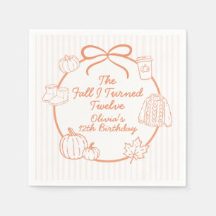The Fall I Turned Twelve Autumn 12th Birthday Napkins