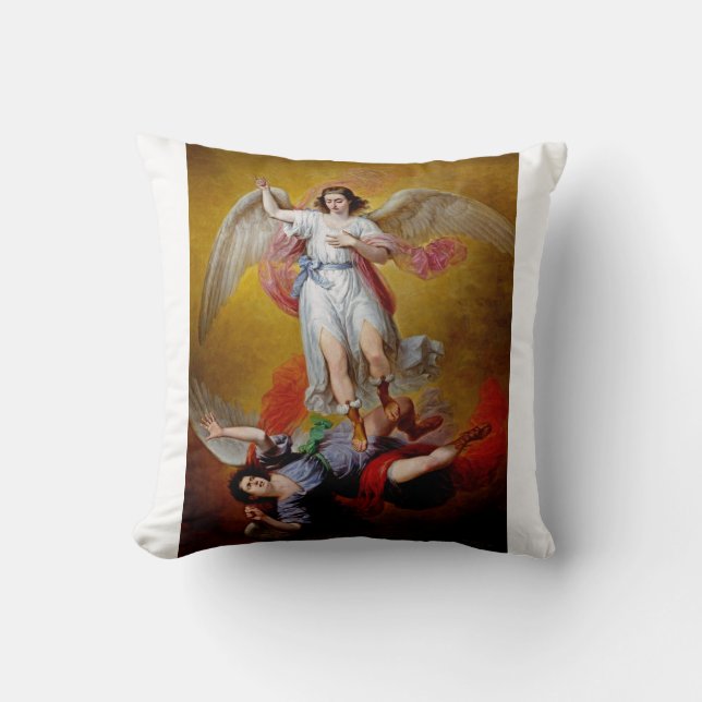 The fall of Lucifer by Antonio Maria Esquivel Throw Pillow (Front)
