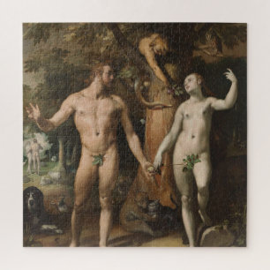The Fall of Man 1592 Adam and Eve Van Harleem art Jigsaw Puzzle