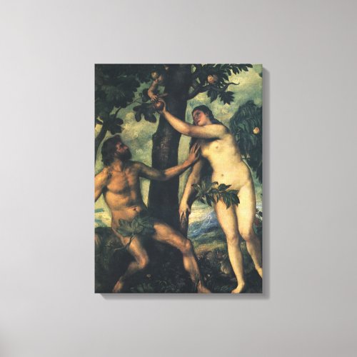 The Fall of Man Adam and Eve by Titian Canvas Print