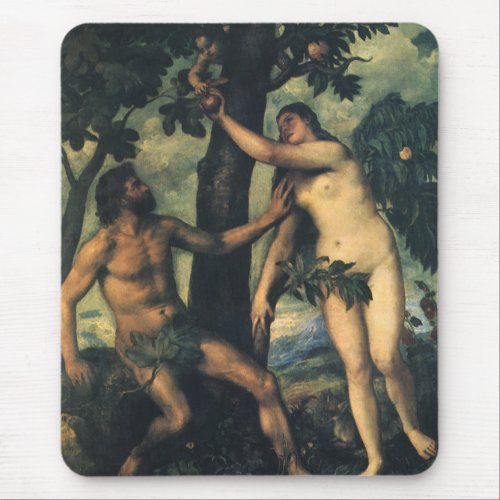 The Fall of Man Adam and Eve by Titian Mouse Pad