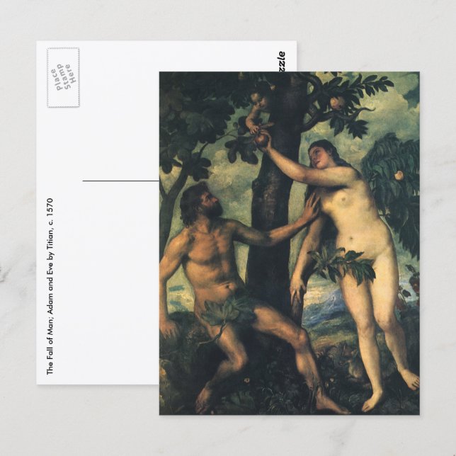 The Fall of Man; Adam and Eve by Titian Postcard (Front/Back)