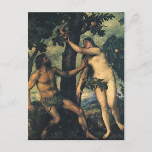 The Fall of Man Adam and Eve by Titian Postcard