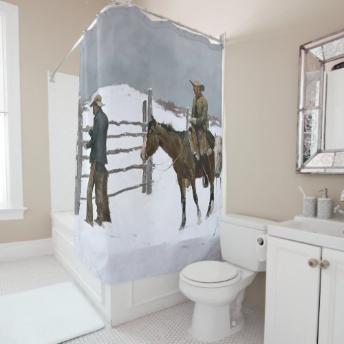 âThe Fall of the Cowboyâ by Frederic Remington Shower Curtain