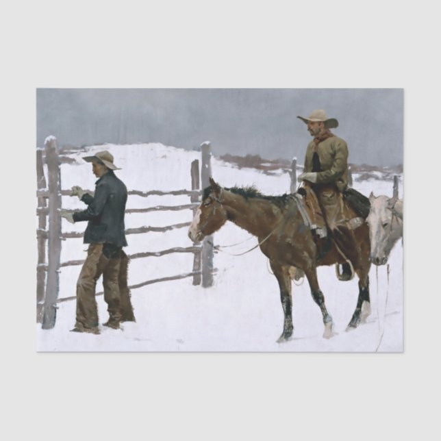 ”The Fall of the Cowboy” by Frederic Remington Tissue Paper (Front)