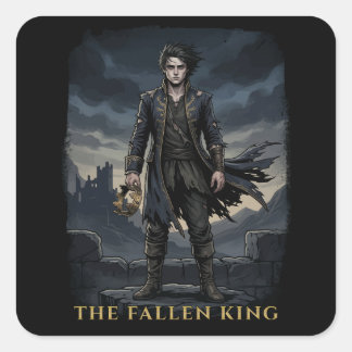 The Fallen King Gothic Dark Fantasy Design Square Sticker