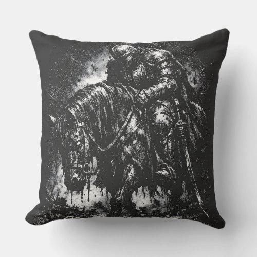 The Fallen Knight by BurnsInHell Throw Pillow