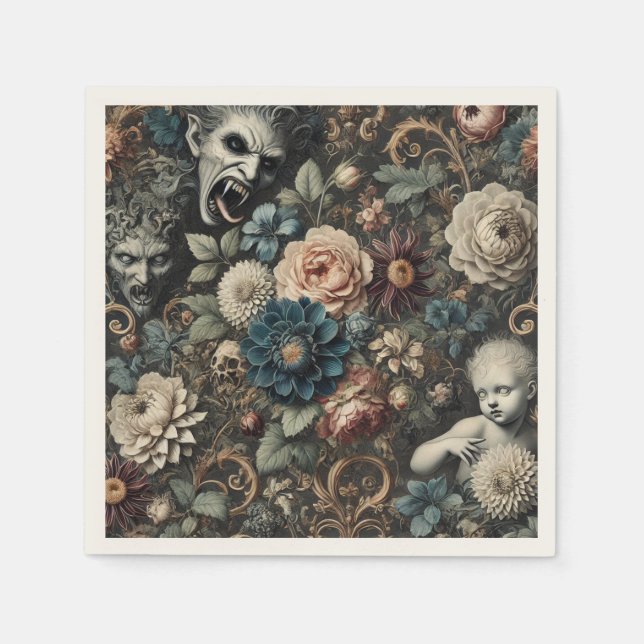 The Fallen Nursery – Gothic Floral Design Napkins (Front)