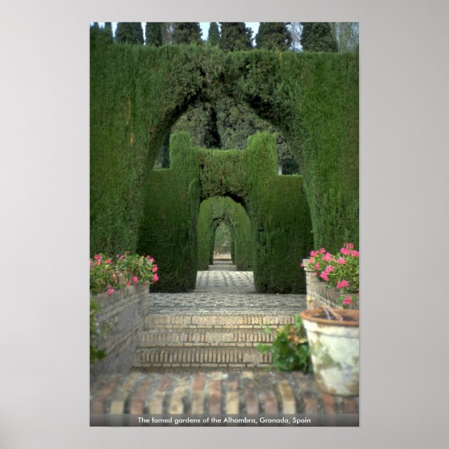 The famed gardens of the Alhambra, Granada, Spain Poster (Front)