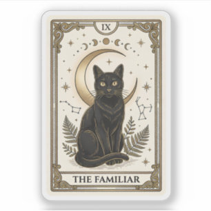 The Familiar Black Cat Tarot Card Art Sticker